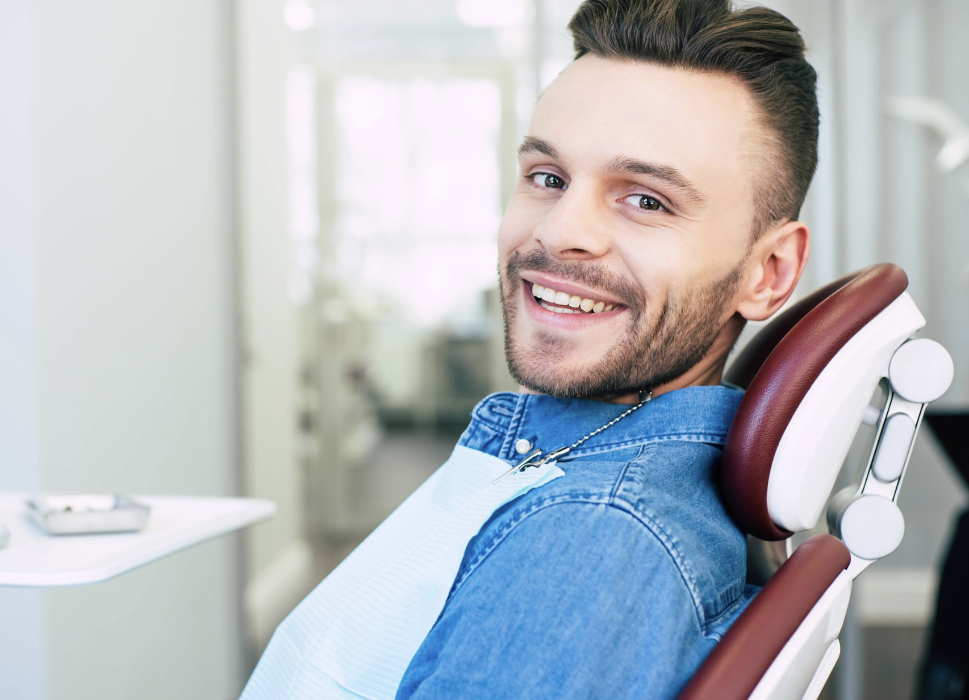 Man relaxing during dental examination in Beachwood, OH